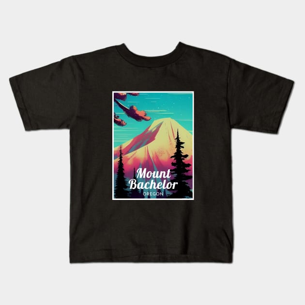 Mount Bachelor Oregon United States ski Kids T-Shirt by UbunTo